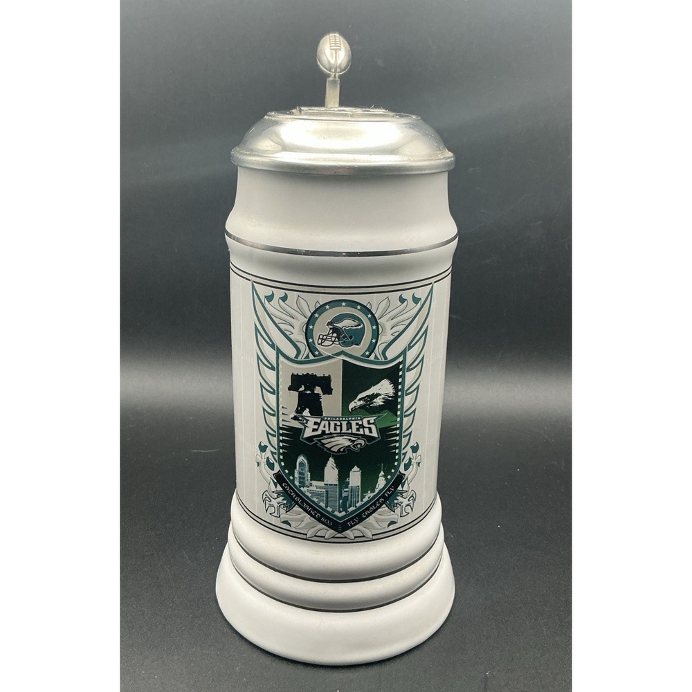 Philadelphia Eagles NFL Brax Ltd Ceramic Beer Stein Mug 9" Pewter Lid Go Birds!